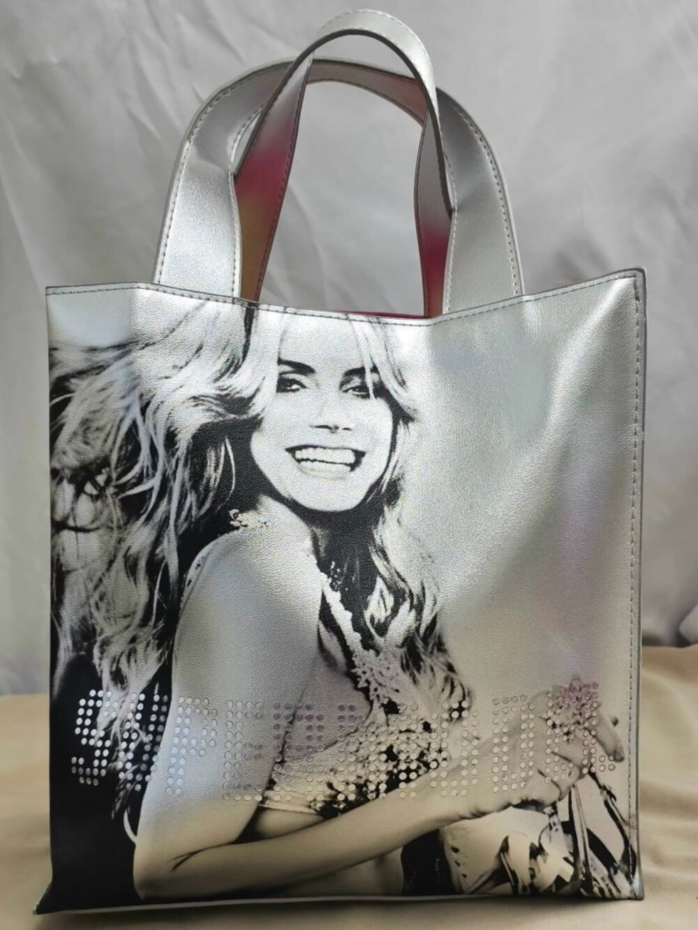 Victoria’s Secret Heidi Klum Silver Metallic Graphic Tote Bag Women's
